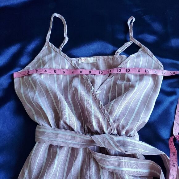 Romwe Surplice Cami Romper Pink Stripe - Picture 7 of 9